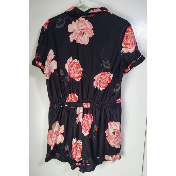 Victoria's Secret Women's SZ LG Satin Floral Romper Lounge Black - Picture 3 of 9